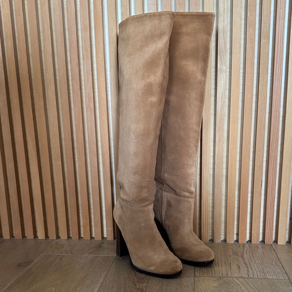 Sam Edelman Victoria slouchy Tan Suede Heeled Boots
